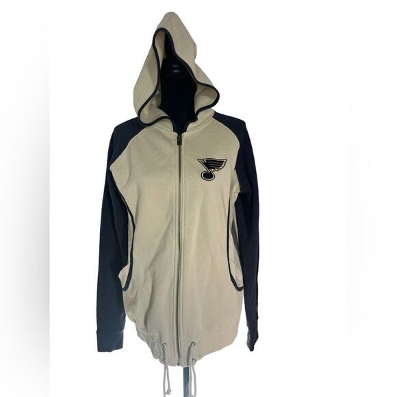 NHL ST LOUIS BLUES VINTAGE HOCKEY ZIP UP JACKET WITH HOOD WOMENS SIZE XL - Picture 4 of 12